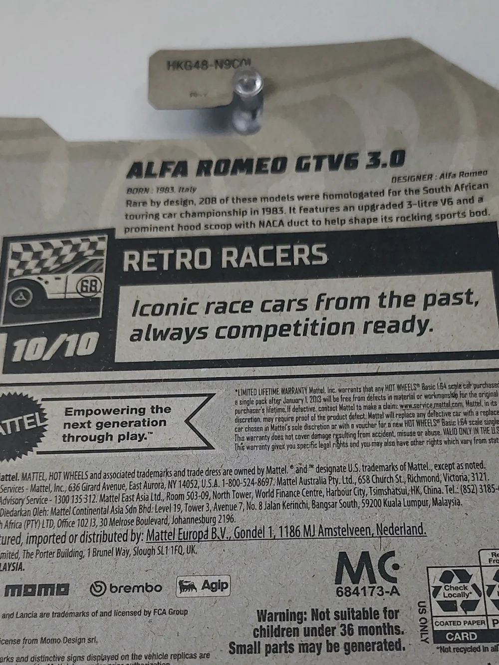 Alfa Romeo GTV6 3.0 Hot Wheels 2023 Retro Racers 10/10 Red Diecast